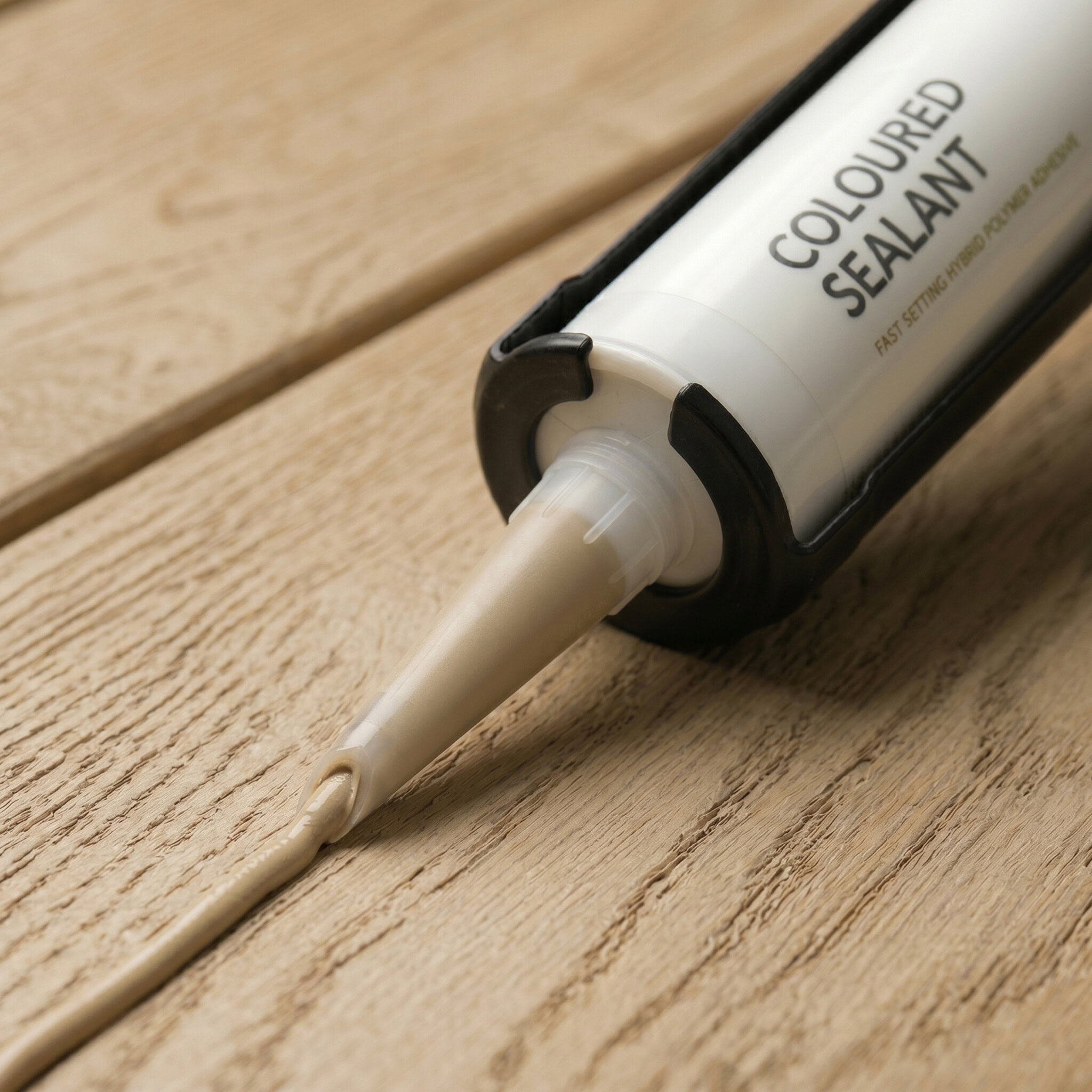 Millboard Gekleurde kit Ashwood – detail van kit en spuitmond