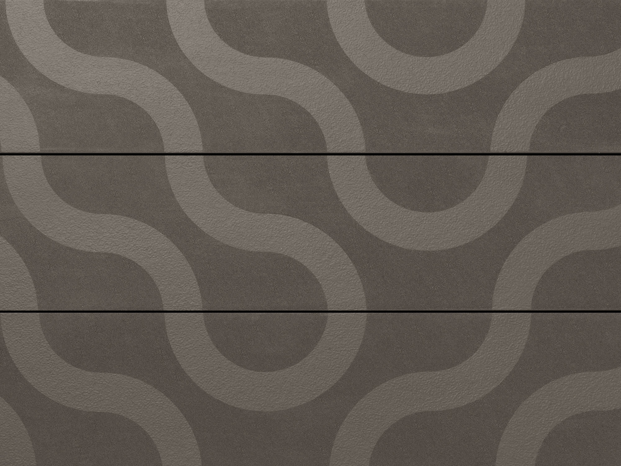 Millboard Modello Contour in Ebony Grey: detail van het vloeiende patroon over drie plankdelen