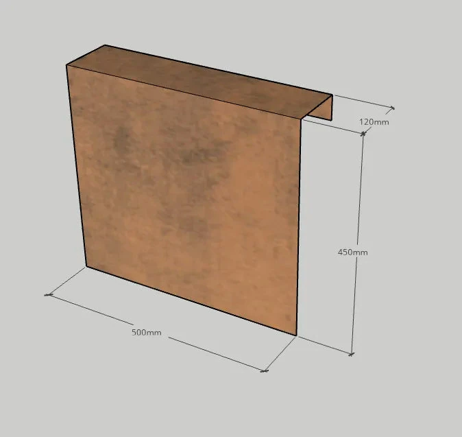 Corten Overzetstuk 12x45x50cm Bruin