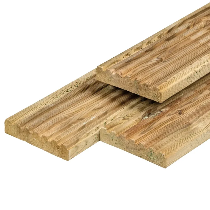 Vlonderdeel/dekdeel Grenen Groen geimpreg Gescha. 2,8x14x300 14x2.8x300cm