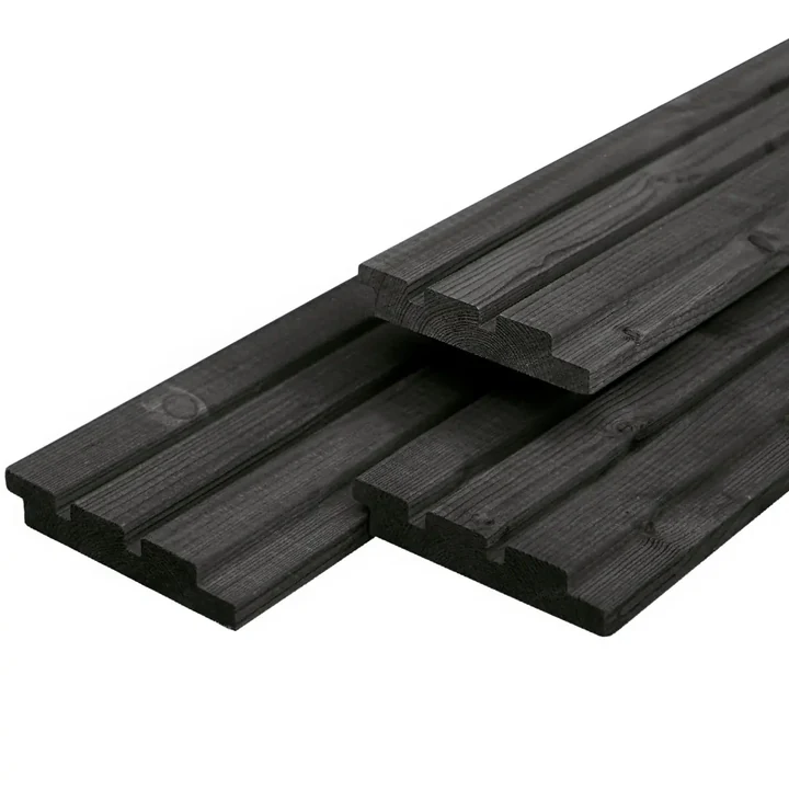 Triple Rhombus Douglas Zwart gespoten Geschaafd 1,9x13x300 13x1.9x300cm