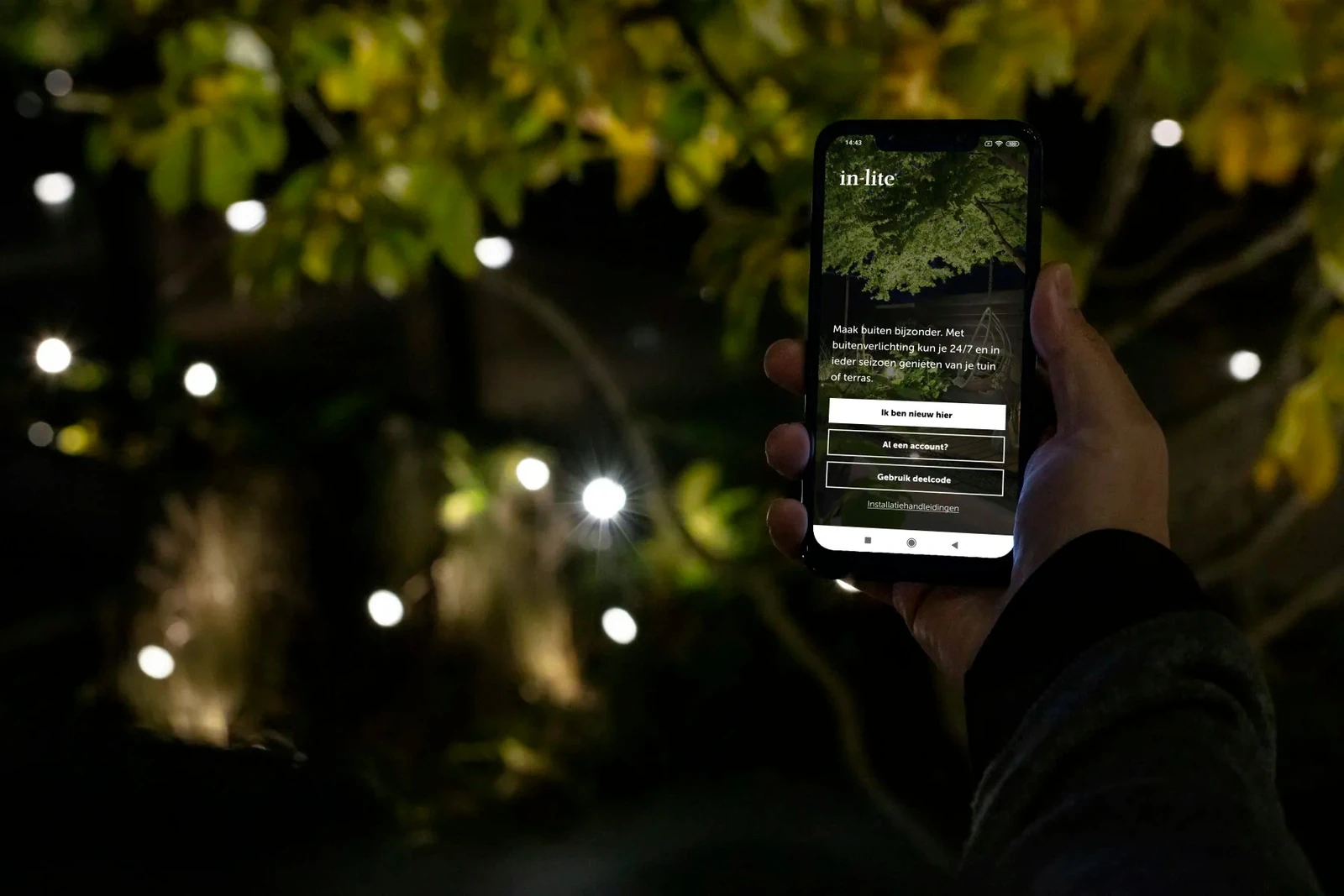 Bediening van in-lite tuinverlichting met een smartphone
