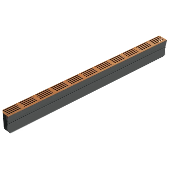 ACO Slim-Line Cortenstaal Rooster 100cm (bron: bestratingsmarkt)