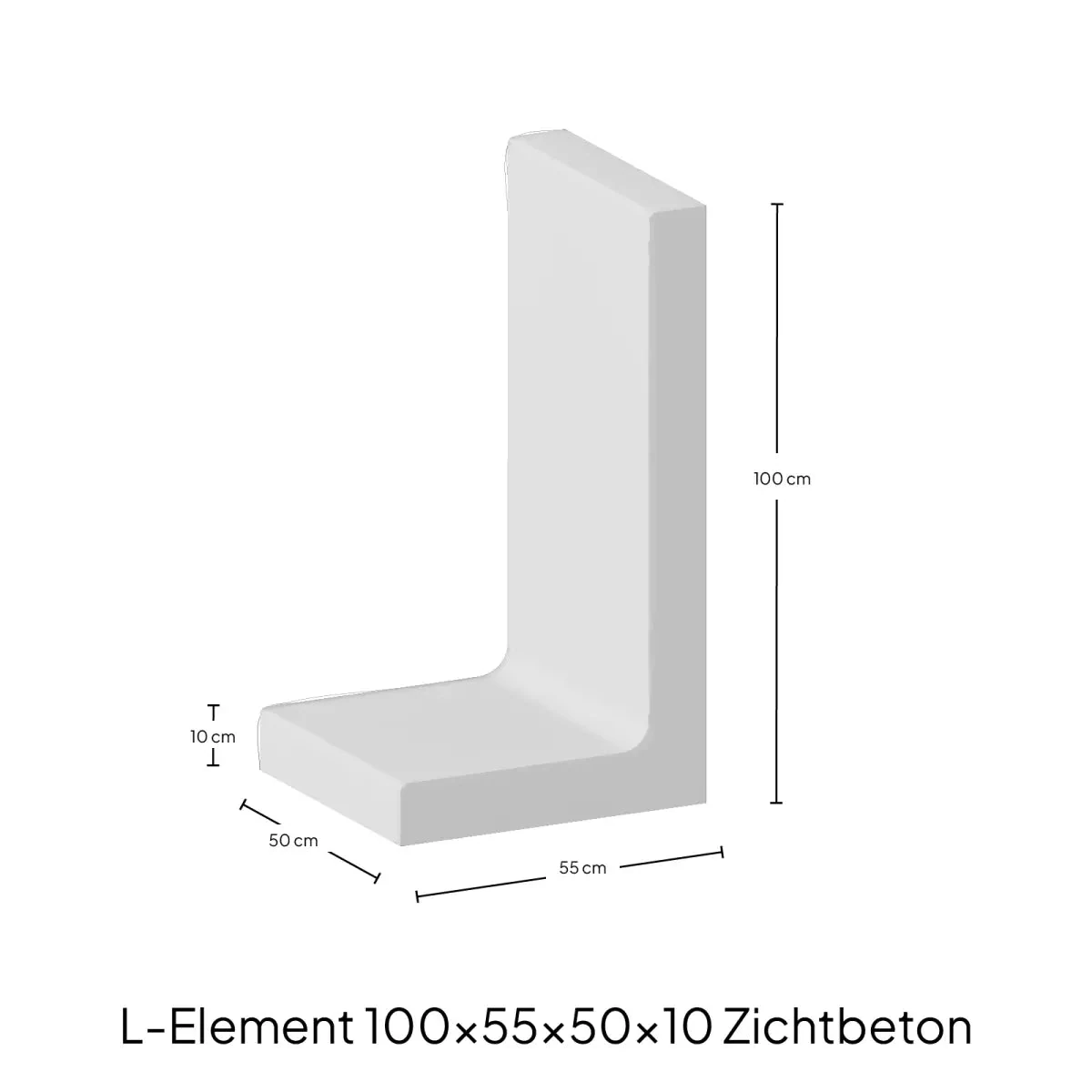 L-Elementx10cm Zichtbeton 30x50x50cm Grijs