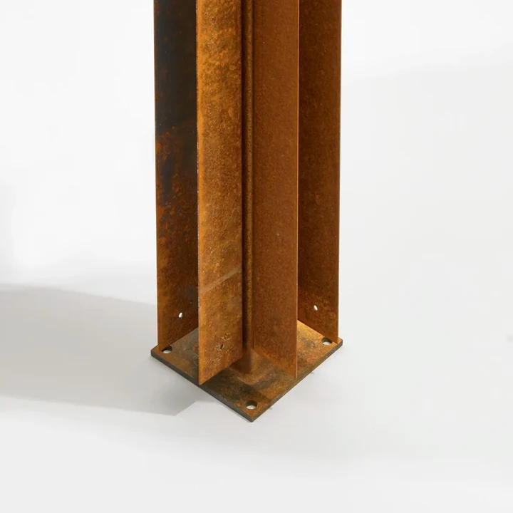 Hoekpaal Bamboescherm mt bevestigingsvoet 182cm Corten 6x6x185cm