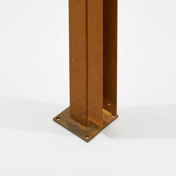 Begin/Eindpaal Bamboescherm mt bevestigingsvoet 182cm Corten 6x6x185cm