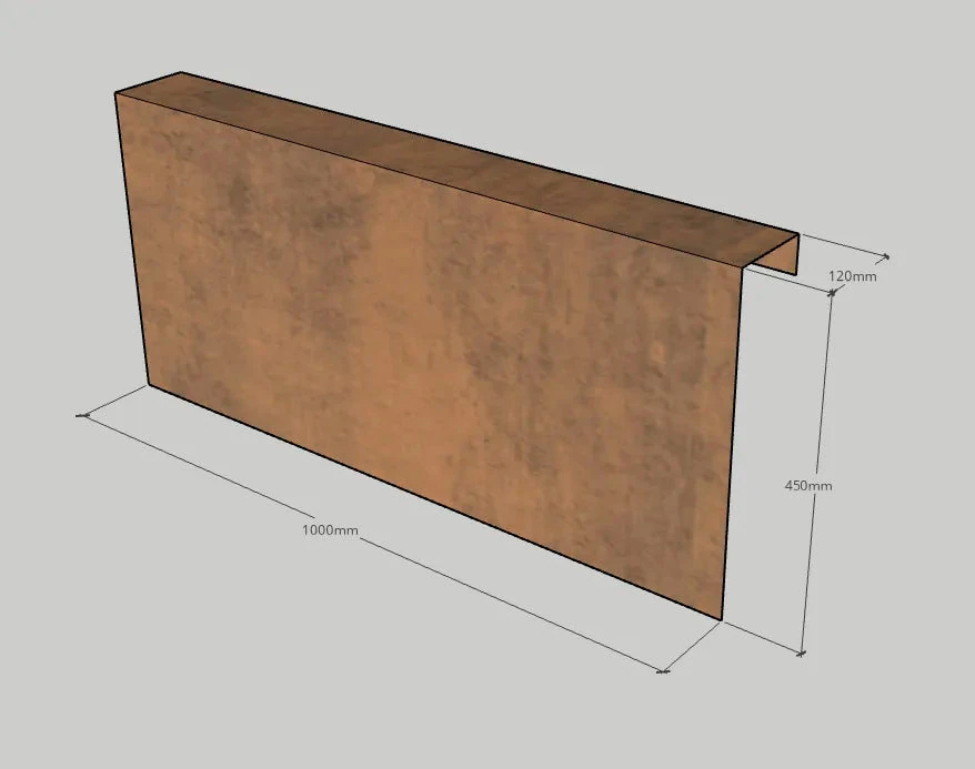 Corten Overzetstuk 12x45x100cm Bruin