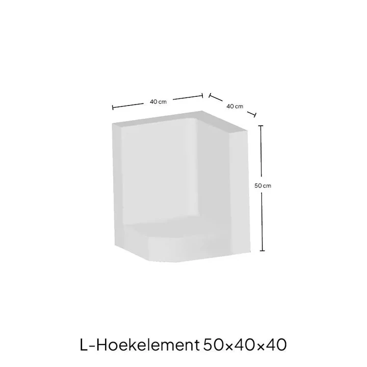 H) Hoek L-elementx8 40x50x40cm Grijs