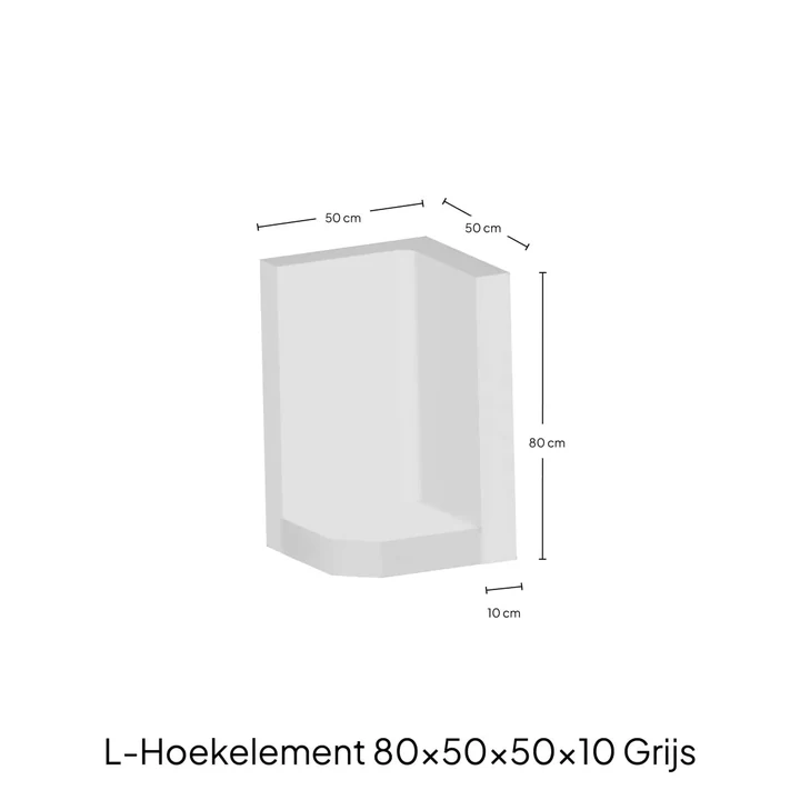Hoek-L-Elementx10cm Zichtbeton 50x80x50cm