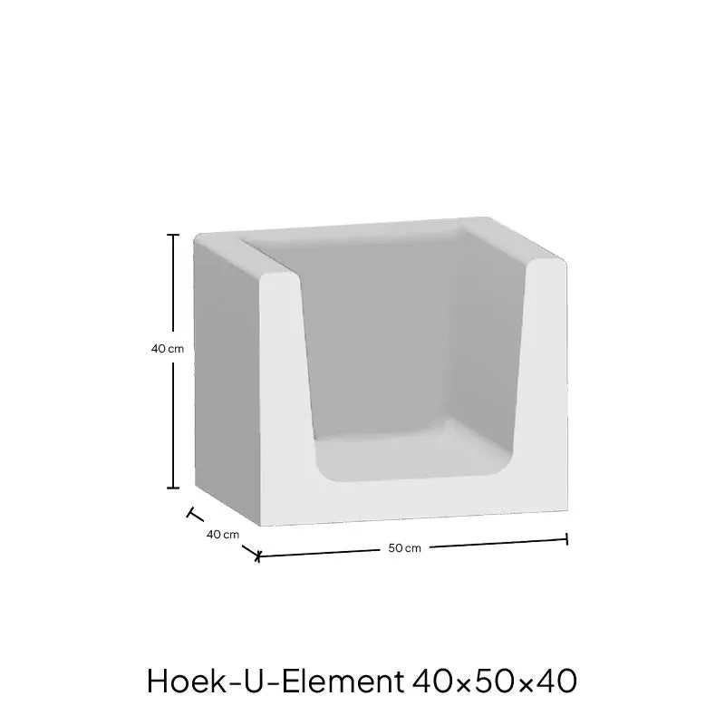 H) Hoek U-element 40x40x50cm Antraciet