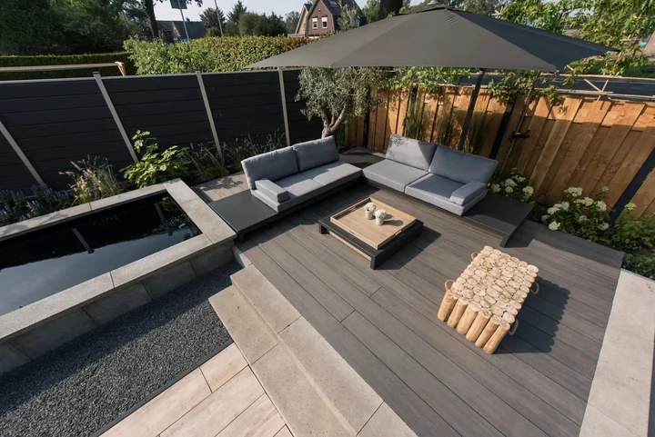 WPC Terrasplank Massief Premium 2,3x21x400cm Light Grey 21x2.3x400cm Grijs