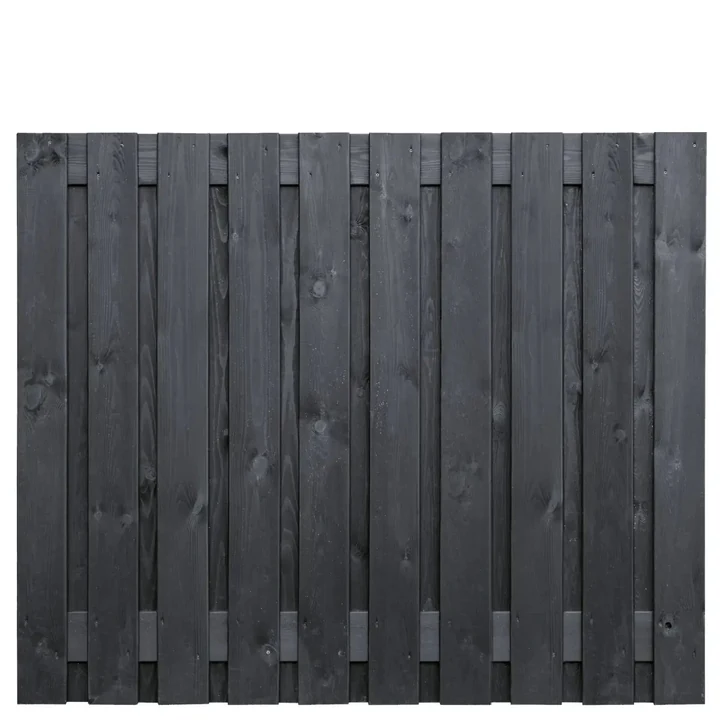 Tuinscherm Breukelen (19+2) Vuren Zwart gespoten 150x180cm 180x150x4.8cm