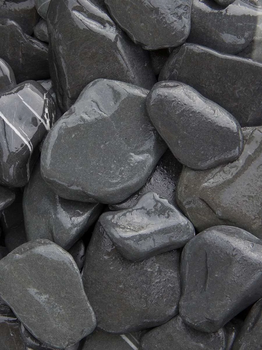 Flat pebbles zwart 30/60mm
