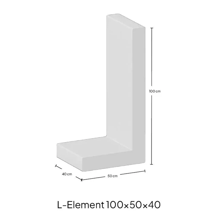 L-Element 40x100x50cm Grijs