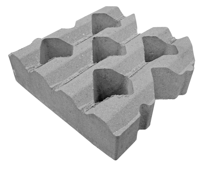 Grasbetontegel type C 40x40x12(40 cm. zijde vlak) BK25 vierkante gaten 40x40x12cm