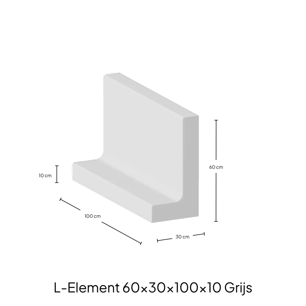 L-Elementx10cm Zichtbeton 100x120x65cm Grijs