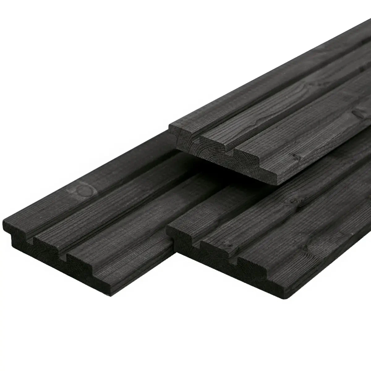 Triple Rhombus Douglas Zwart gespoten Geschaafd 1,9x13x300 13x1.9x300cm