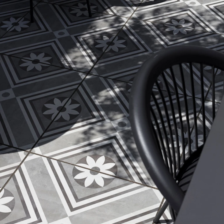 GeoCeramica® Concreet 60x60x4cm Flower decorate