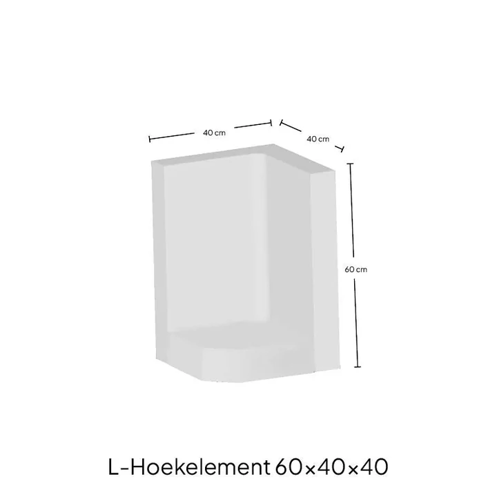 H) Hoek L-elementx8 40x60x40cm Grijs