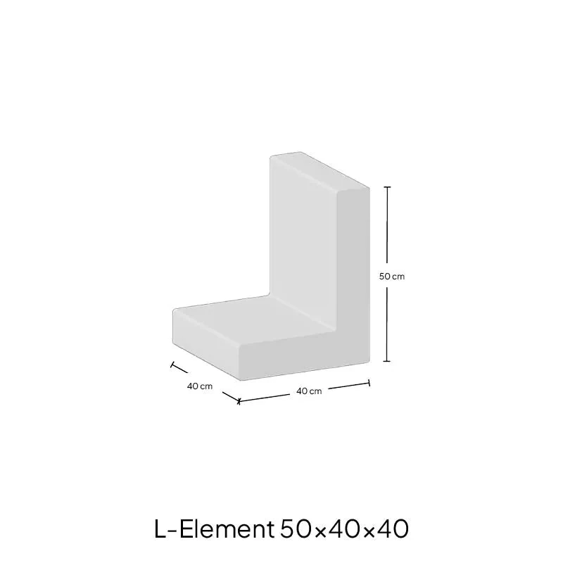 H) L-elementx8 40x50x40cm Grijs