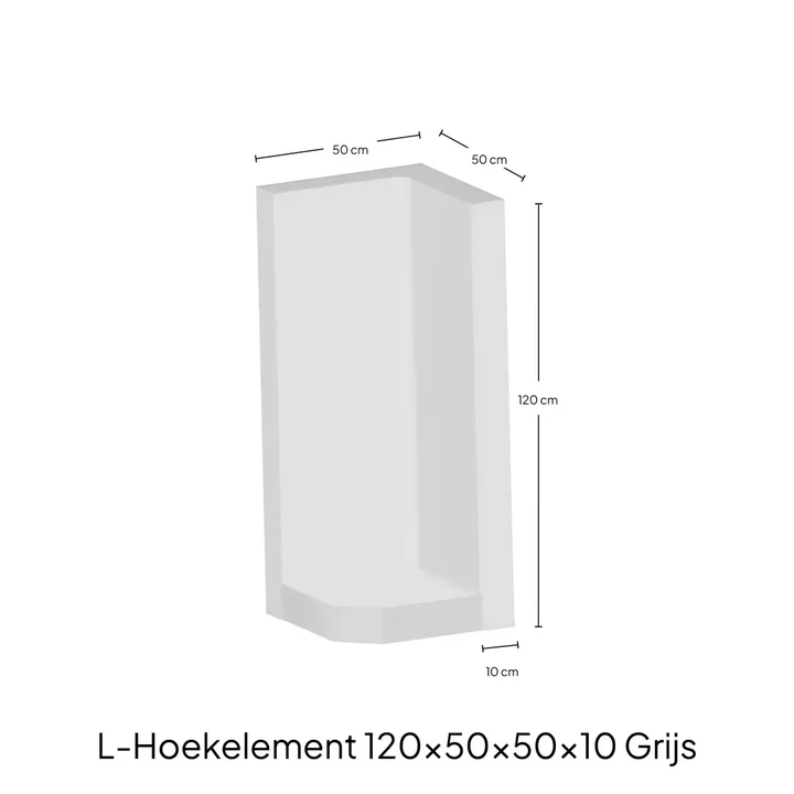 Hoek-L-Elementx10cm Zichtbeton 50x120x50cm