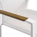 Set van 6 Alicante stapelbare tuinstoelen in wit aluminium en textilene en polywood armleuning