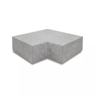 Oud Hollandse hoekstuk traptreden 90° buiten 37x15 grijs