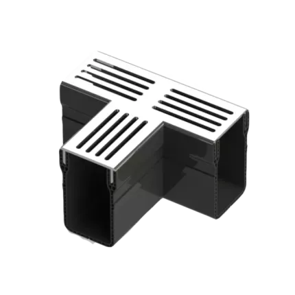Stardrain Lijngoot T-stuk Grijs / Aluminium t.b.v. goot 100x6,5x10cm