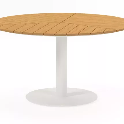 Bari tuintafel rond in wit aluminium en polywood - Dia. 140 x H 74 cm
