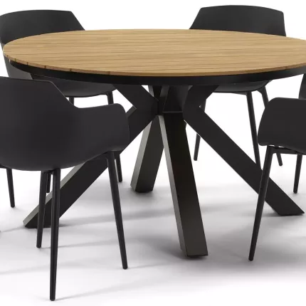 Maranello tuinset aluminium en polywood tafelblad met 6 Paco tuinstoelen