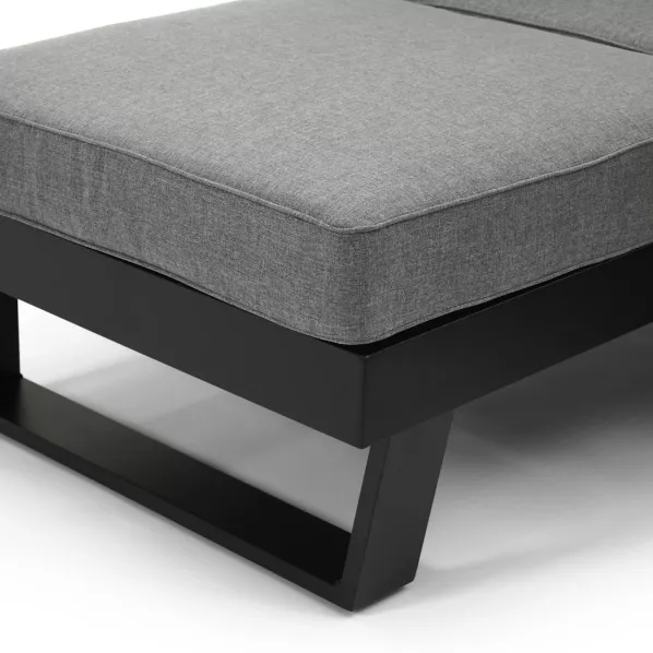 Cadiz loungeset in zwart aluminium met grijs polyester kussens en loungetafel