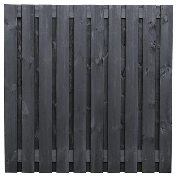 Tuinscherm grenen zwart gespoten, 21-planks (19 + 2) Stuttgart 180 x 180 cm