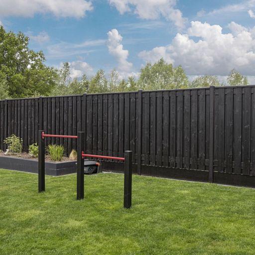 Tuinscherm grenen zwart gespoten, 21-planks (19 + 2) Stuttgart 180 x 180 cm