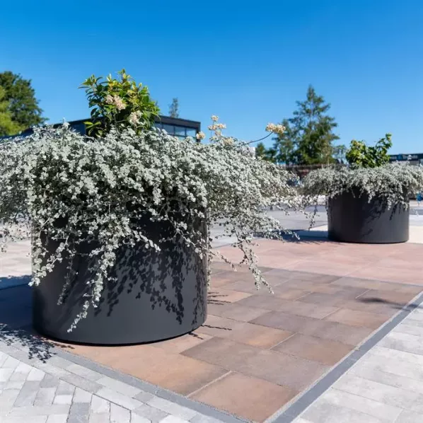 Plantenbak rond zwart aluminium 100x60 cm