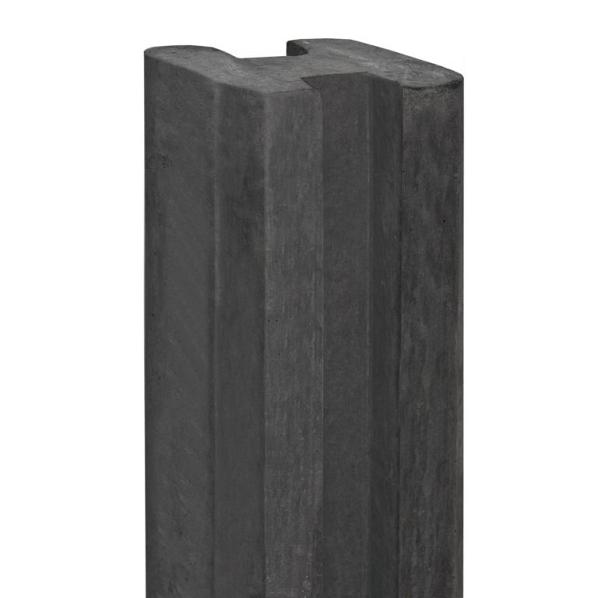 Berton©-sleufpaal Zaan antraciet, vlakke kop 10 x 10 x 275 cm tussenmodel met brede ondersleuf