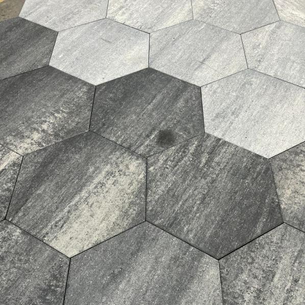 Soft Comfort Zeskant 60/52,5x30x4 cm Grijs/Zwart