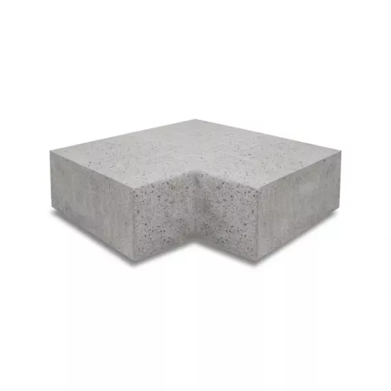 Oud Hollandse hoekstuk traptreden 90° buiten 37x15 grijs